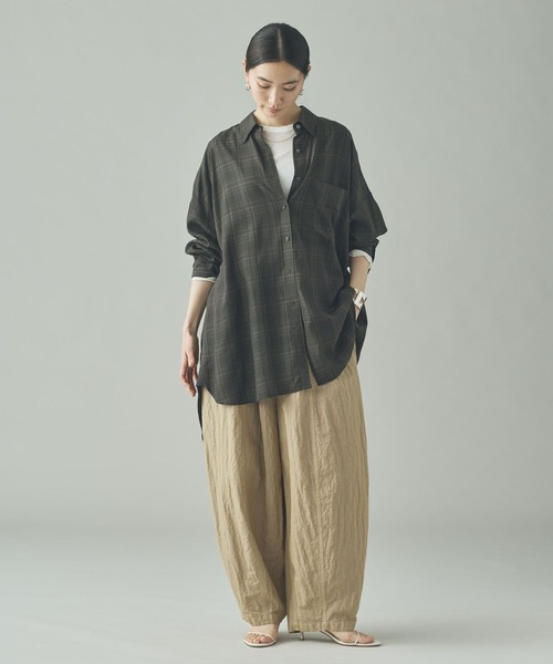 Curensology(カレンソロジー)の「Curensology(カレンソロジー)/セルロースローンチェックシャツ(シャツ/ブラウス・レディース・チャコールグレー/オフホワイト・FREE)」の14枚目の写真