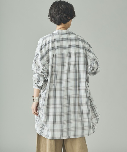 Curensology(カレンソロジー)の「Curensology(カレンソロジー)/セルロースローンチェックシャツ(シャツ/ブラウス・レディース・チャコールグレー/オフホワイト・FREE)」の5枚目の写真