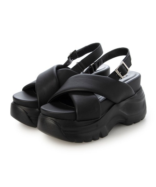 EVOL（イーボル）の「【XS-LLサイズ展開・柔らかい】厚底パデットクロスサンダル JA5966（サンダル・レディース・ホワイト/ブラック・LL/L/M/S/XS）」の9枚目の写真