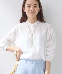 新品・未使用　ohga 2026ss カシュクールブラウスホワイト オーガンジードッキングカシュクールブラウス | 大きいサイズ