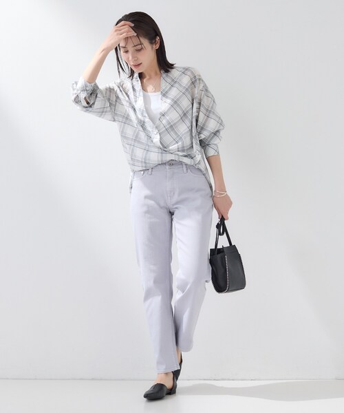 INDIVI(インディヴィ)の「【2WAY/シアー】バイアスチェック柄&無地 カシュクールシャツ(シャツ/ブラウス・レディース・ホワイト/グレー系/ベージュ系その他3・38/15 /13/05/03/34/19)」の11枚目の写真