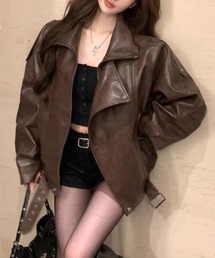 SHEENA（シーナ）の「【新色追加】ビッグシルエットフェイクレザージャケット（ライダースジャケット）」