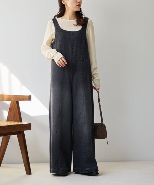 DISCOAT(ディスコート)の「デニムジップ使いサロペット(サロペット/オーバーオール・レディース・ネイビー/ブラック・FREE)」の18枚目の写真