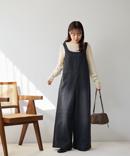DISCOAT(ディスコート)の「デニムジップ使いサロペット(サロペット/オーバーオール・レディース・ネイビー/ブラック・FREE)」の19枚目の写真