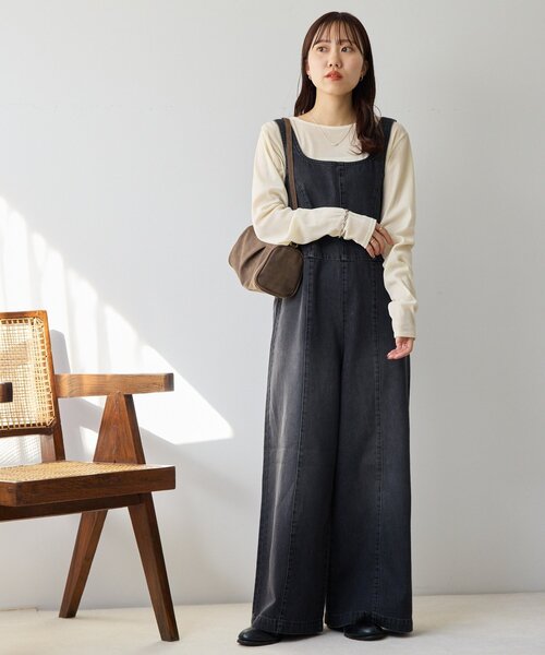 DISCOAT(ディスコート)の「デニムジップ使いサロペット(サロペット/オーバーオール・レディース・ネイビー/ブラック・FREE)」の20枚目の写真