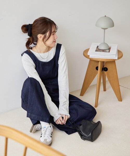 DISCOAT(ディスコート)の「デニムジップ使いサロペット(サロペット/オーバーオール・レディース・ネイビー/ブラック・FREE)」の8枚目の写真