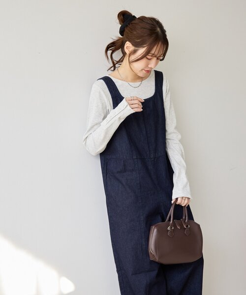 DISCOAT(ディスコート)の「デニムジップ使いサロペット(サロペット/オーバーオール・レディース・ネイビー/ブラック・FREE)」の9枚目の写真