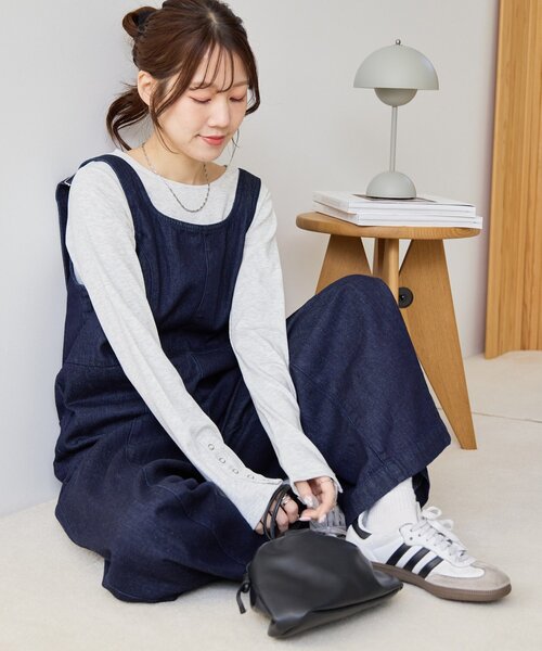 DISCOAT(ディスコート)の「デニムジップ使いサロペット(サロペット/オーバーオール・レディース・ネイビー/ブラック・FREE)」の10枚目の写真