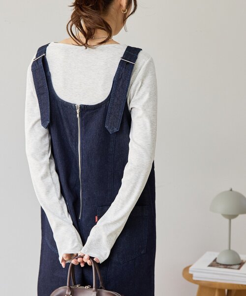 DISCOAT(ディスコート)の「デニムジップ使いサロペット(サロペット/オーバーオール・レディース・ネイビー/ブラック・FREE)」の12枚目の写真