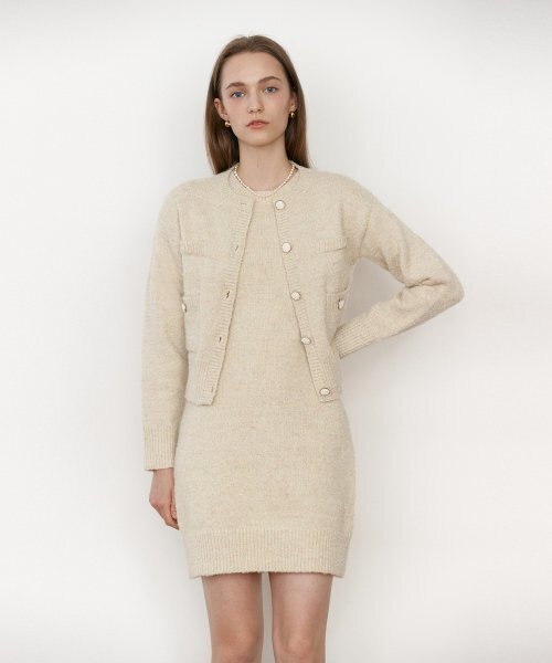 TWEED POCKET CARDIGAN IVORY