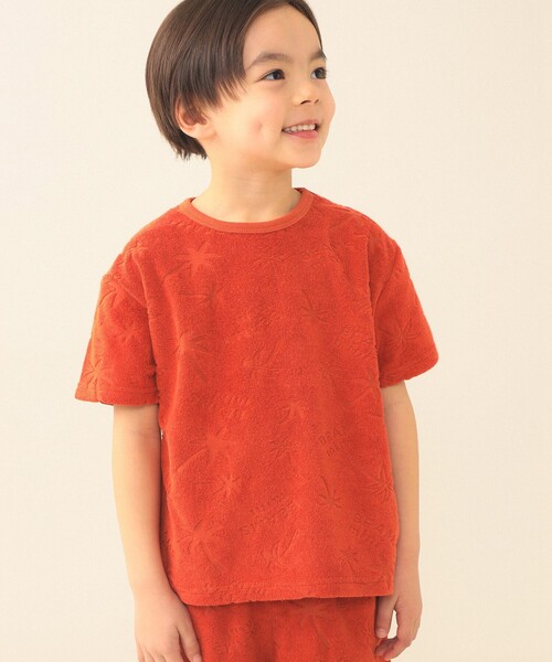 BEAMS mini(ビームスミニ)の「総柄 パイル Tシャツ 2026SS(90~140cm) 男子 夏 機能性(Tシャツ/カットソー・キッズ・ネイビー/オレンジ系その他6・140/130/120/110/100/90)」の1枚目の写真