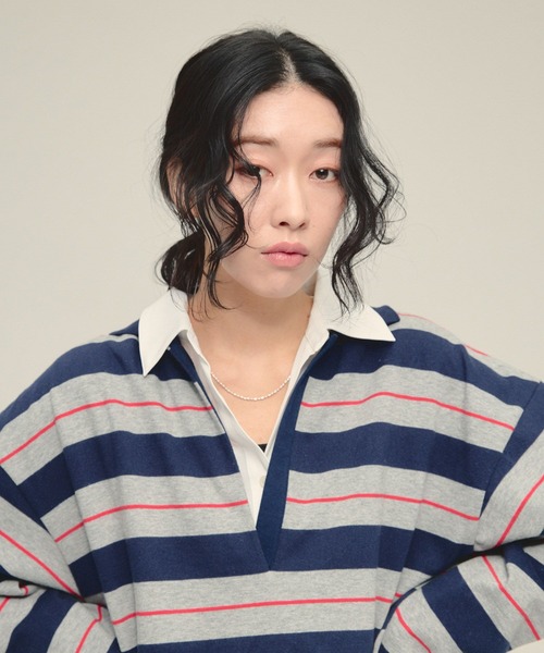 eL(エル)の「【eL】Border Polo LS/645140(Tシャツ/カットソー・レディース・ベージュ系その他/ネイビー系・FREE)」の9枚目の写真