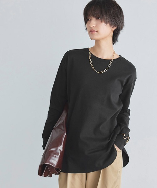 RASW(ラス)の「コーマコットンベーシックロングスリーブTシャツ(Tシャツ/カットソー・レディース・オフホワイト/ブラック・S/M/L)」の1枚目の写真