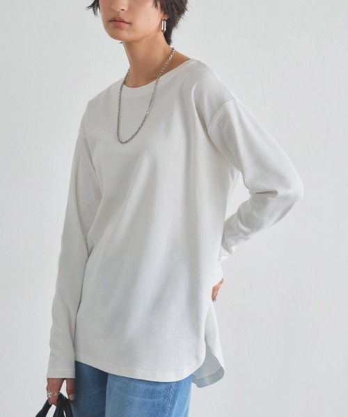 RASW(ラス)の「コーマコットンベーシックロングスリーブTシャツ(Tシャツ/カットソー・レディース・オフホワイト/ブラック・S/M/L)」の4枚目の写真