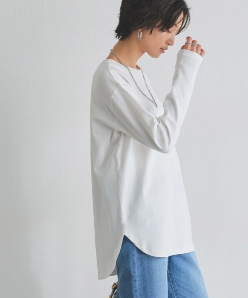 RASW(ラス)の「コーマコットンベーシックロングスリーブTシャツ(Tシャツ/カットソー・レディース・オフホワイト/ブラック・S/M/L)」の5枚目の写真