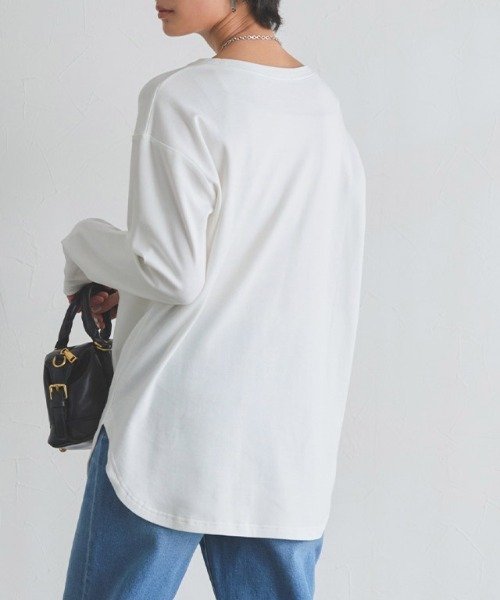 RASW(ラス)の「コーマコットンベーシックロングスリーブTシャツ(Tシャツ/カットソー・レディース・オフホワイト/ブラック・S/M/L)」の6枚目の写真
