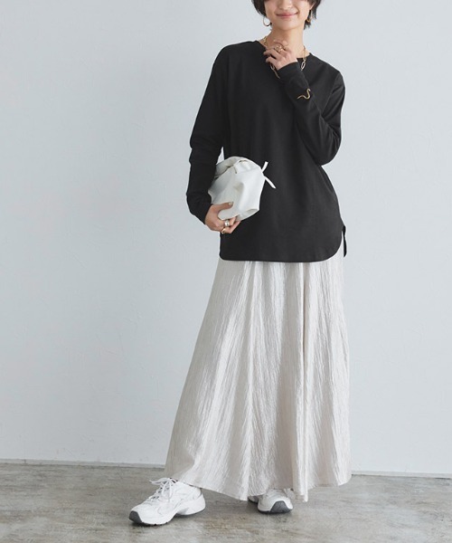 RASW(ラス)の「コーマコットンベーシックロングスリーブTシャツ(Tシャツ/カットソー・レディース・オフホワイト/ブラック・S/M/L)」の20枚目の写真