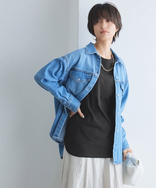 RASW(ラス)の「コーマコットンベーシックロングスリーブTシャツ(Tシャツ/カットソー・レディース・オフホワイト/ブラック・S/M/L)」の21枚目の写真