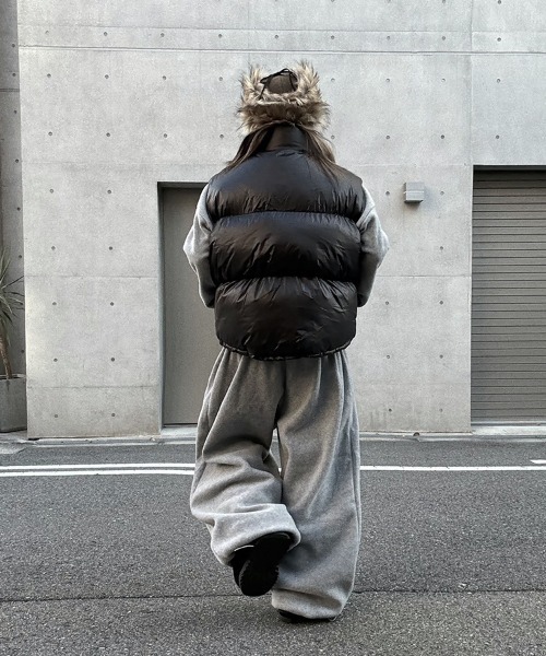 YACA(ヤーカ)の「Fleece Over Wide Pants/フリースオーバーワイドパンツ【unisex item】(スウェットパンツ・レディース・グレー/ブラウン・FREE)」の4枚目の写真