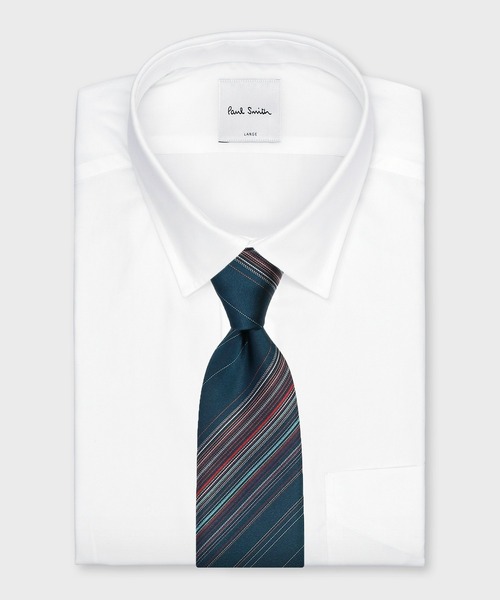 Paul Smith（ポールスミス）の「マルチカラー レジメンタル タイ【160010 552MJ】（ネクタイ・メンズ・サックスブルー/ブルーグリーン/ネイビー・FREE）」の7枚目の写真