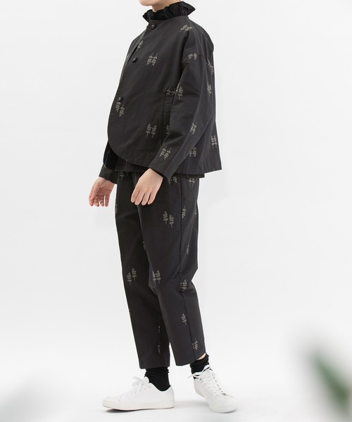 グログラン刺繍ノーカラージャケット（ノーカラージャケット）｜nop de