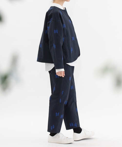 グログラン刺繍ノーカラージャケット（ノーカラージャケット）｜nop de