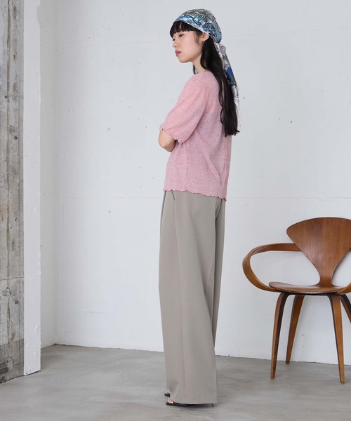 forksy.】＜エブリデイシリーズ＞シアーワッフル 配色 へンリーネック