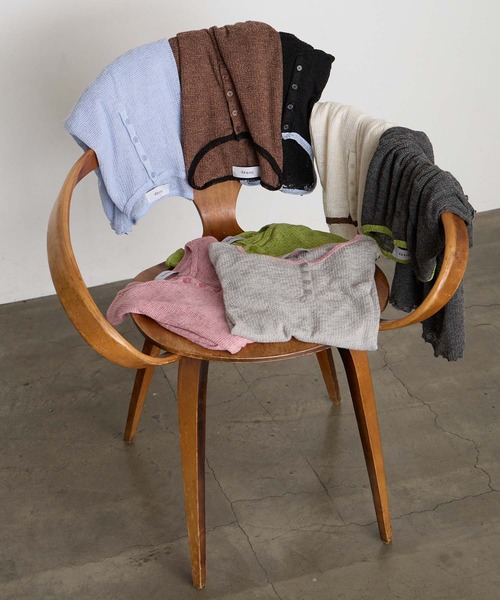 forksy.(フォルクシー)の「【forksy.】<エブリデイシリーズ>シアーワッフル 配色 へンリーネック 半袖 Tシャツ / マシンウォッシャブル(Tシャツ/カットソー・レディース・ライトブルー/ブラウン系/ブラック系/アイボリー系/グレー系/ライム/ピンク/ライトグレー系・FREE)」の19枚目の写真