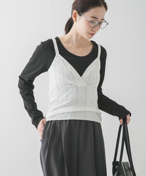 URBAN RESEARCH（アーバンリサーチ）の「パターンメッシュニットキャミソール（ニット/セーター・レディース・ミント/オフホワイト/グレー・FREE）」の2枚目の写真