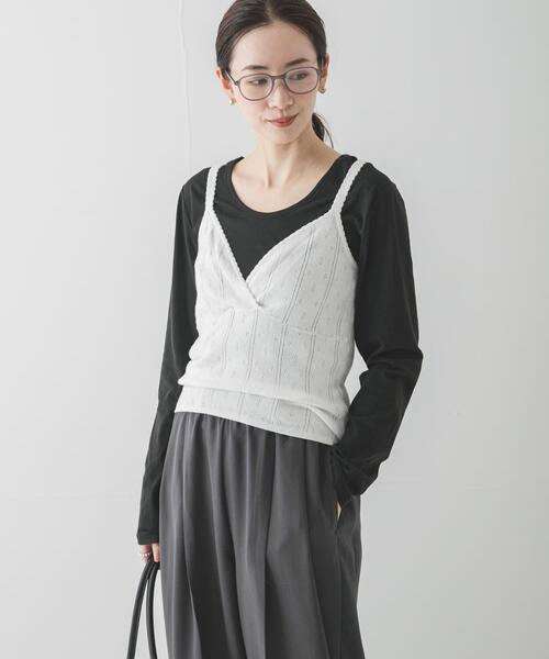 URBAN RESEARCH（アーバンリサーチ）の「パターンメッシュニットキャミソール（ニット/セーター・レディース・ミント/オフホワイト/グレー・FREE）」の4枚目の写真