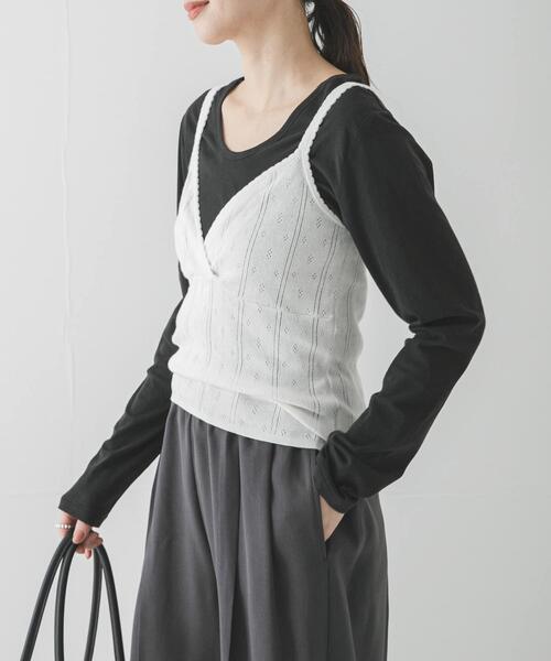 URBAN RESEARCH（アーバンリサーチ）の「パターンメッシュニットキャミソール（ニット/セーター・レディース・ミント/オフホワイト/グレー・FREE）」の5枚目の写真