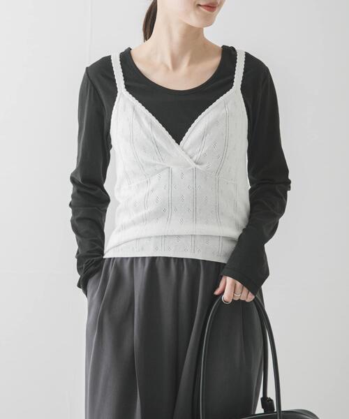 URBAN RESEARCH（アーバンリサーチ）の「パターンメッシュニットキャミソール（ニット/セーター・レディース・ミント/オフホワイト/グレー・FREE）」の8枚目の写真