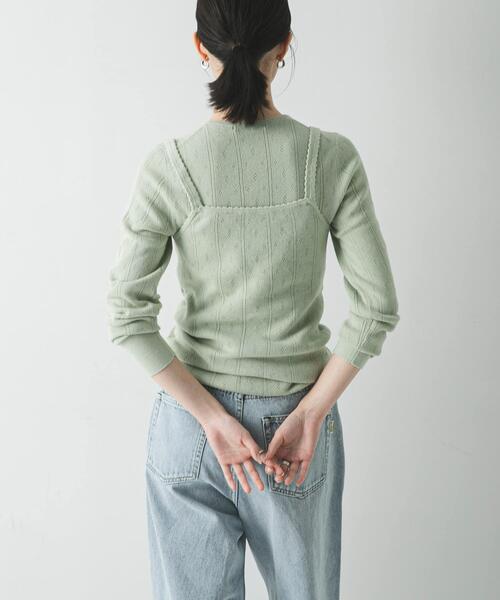 URBAN RESEARCH（アーバンリサーチ）の「パターンメッシュニットキャミソール（ニット/セーター・レディース・ミント/オフホワイト/グレー・FREE）」の15枚目の写真