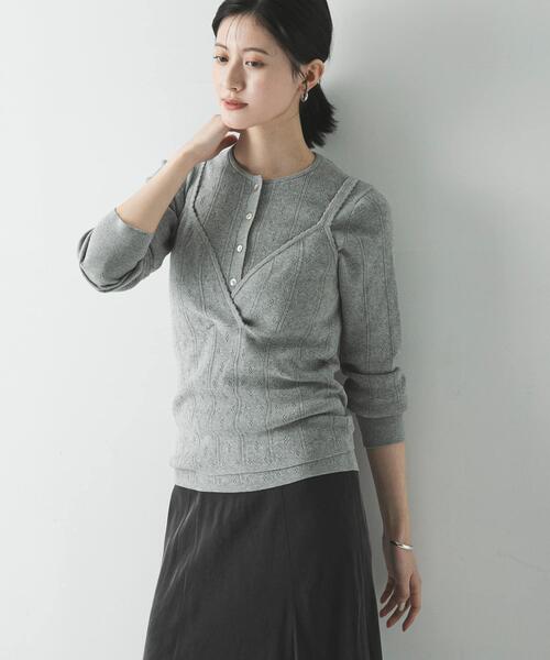 URBAN RESEARCH（アーバンリサーチ）の「パターンメッシュニットキャミソール（ニット/セーター・レディース・ミント/オフホワイト/グレー・FREE）」の21枚目の写真