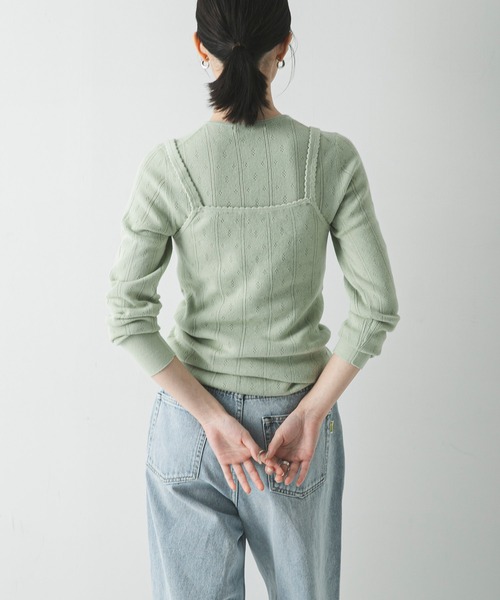 URBAN RESEARCH（アーバンリサーチ）の「パターンメッシュニットキャミソール（ニット/セーター・レディース・ミント/オフホワイト/グレー・FREE）」の7枚目の写真