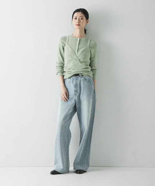 URBAN RESEARCH（アーバンリサーチ）の「パターンメッシュニットキャミソール（ニット/セーター・レディース・ミント/オフホワイト/グレー・FREE）」の8枚目の写真