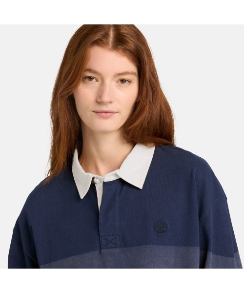 Timberland(ティンバーランド)の「ストライプ ラグビー 長袖 ポロシャツ ユニセックス(ポロシャツ・メンズ・ネイビー・X-LARGE/SMALL/MEDIUM/LARGE/XX-LARGE)」の4枚目の写真