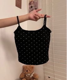 Vini（ヴィニ）の「ドットキャミソールトップス（胸パッド入り）（キャミソール）」