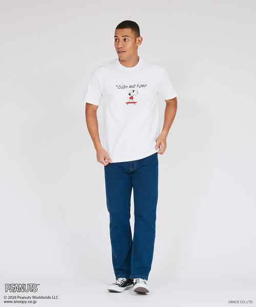 HANES(ヘインズ)の「【Hanes/ヘインズ】メンズ ビーフィー PEANUTS x BEEFY-T クルーネックTシャツ(Tシャツ/カットソー・メンズ・ヘザーグレー/ブラック/ネイビー/ホワイト・XS/S/M/L/XL)」の5枚目の写真