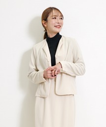 CHhdmn（シーエイチヒデモン）の「ストレッチジョーゼットノーカラーショートジャケット（ノーカラージャケット）」