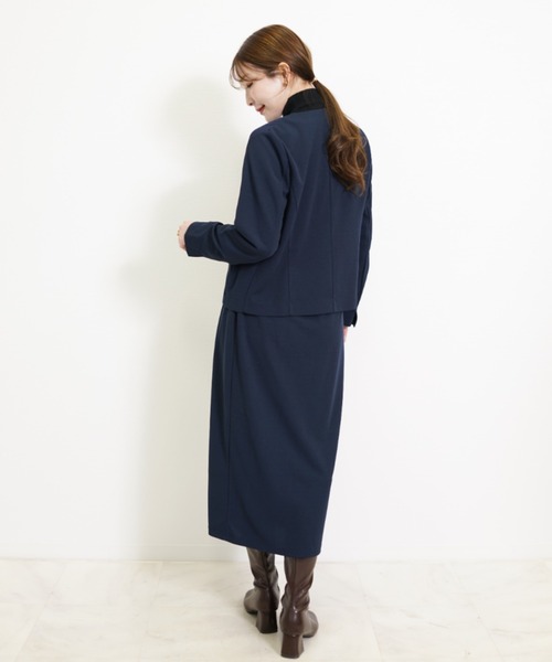 CHhdmn(シーエイチヒデモン)の「ストレッチジョーゼットノーカラーショート丈 ジャケット 秋冬(ノーカラージャケット・レディース・アイボリー/ブラック/ネイビー・M/L)」の20枚目の写真