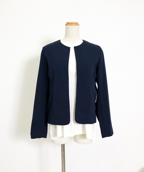 CHhdmn(シーエイチヒデモン)の「ストレッチジョーゼットノーカラーショート丈 ジャケット 秋冬(ノーカラージャケット・レディース・アイボリー/ブラック/ネイビー・M/L)」の13枚目の写真