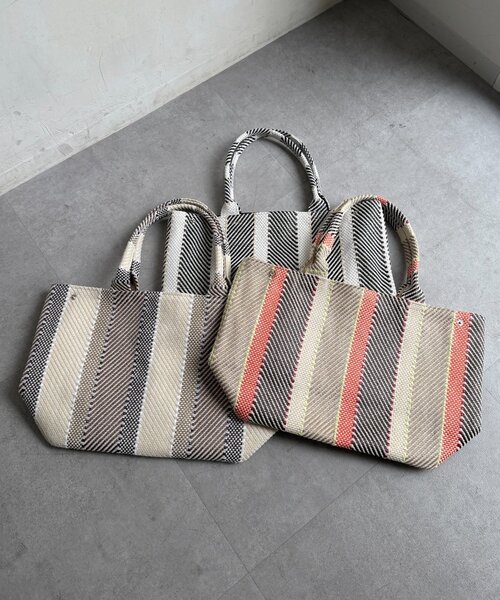 Chez toi(シェトワ)の「MIX/ストライプ柄トート(トートバッグ・レディース・オレンジ/ブラック/ブラウン・FREE)」の9枚目の写真