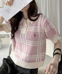 U.S. POLO ASSN.（ユーエスポロアッスン）の「【Ada.別注 U.S. POLO ASSN】チェック ショート丈 ニットポロシャツ（ニット/セーター）」