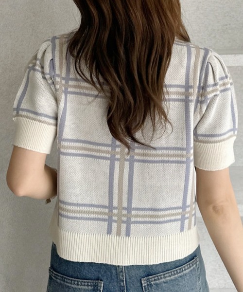 U.S. POLO ASSN.(ユーエスポロアッスン)の「【Ada.別注 U.S. POLO ASSN】チェック ショート丈 サマーニットポロシャツ(ポロシャツ・レディース・ブラック/ネイビー/ピンク/アイボリー・FREE)」の16枚目の写真