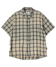 TRAVEL（トラベル）の「スプレーチェックショートスリーブシャツベージュ（シャツ/ブラウス）」