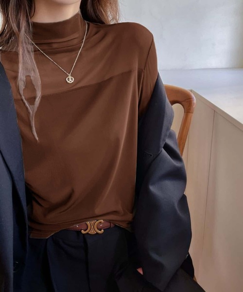 MAISON DE THERESE（メゾン ド テレーズ）の「長袖メッシュTシャツ ロン T（Tシャツ/カットソー・レディース・ホワイト/ブラウン/ブラック・M）」の3枚目の写真