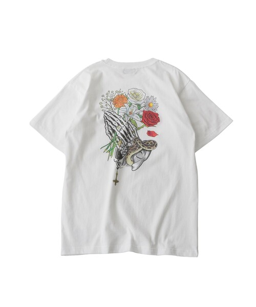 Subciety(サブサエティ)の「Flower praying hands tee(Tシャツ/カットソー・メンズ・ブラック/サンドベージュ/ホワイト・SMALL/MEDIUM/LARGE/X-LARGE/XX-LARGE)」の15枚目の写真