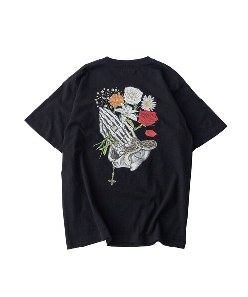 Subciety(サブサエティ)の「Flower praying hands tee(Tシャツ/カットソー・メンズ・ブラック/サンドベージュ/ホワイト・SMALL/MEDIUM/LARGE/X-LARGE/XX-LARGE)」の18枚目の写真