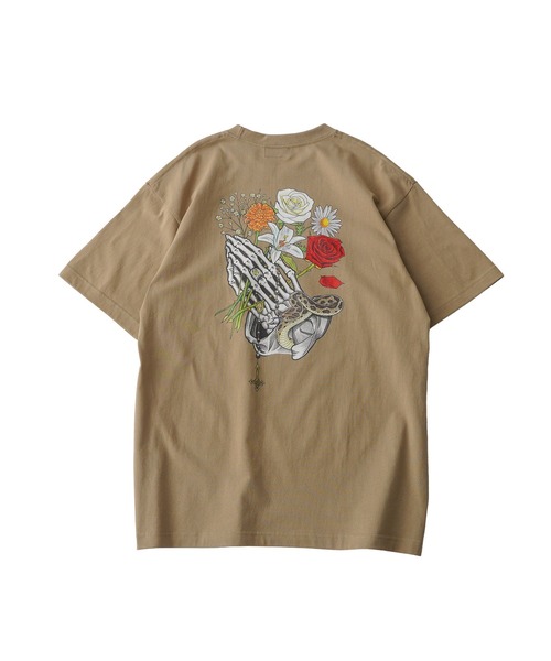 Subciety(サブサエティ)の「Flower praying hands tee(Tシャツ/カットソー・メンズ・ブラック/サンドベージュ/ホワイト・SMALL/MEDIUM/LARGE/X-LARGE/XX-LARGE)」の7枚目の写真